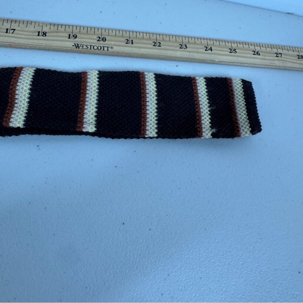 Vintage Yves Saint Laurent Paris Square Tip Knit Tie Brown Striped Necktie - Picture 12 of 15